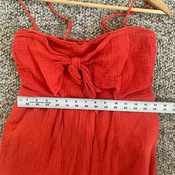 Saturday Sunday Isabel Jumpsuit Size S Red Orange Cotton Gauze Anthropologie - Picture 12 of 13